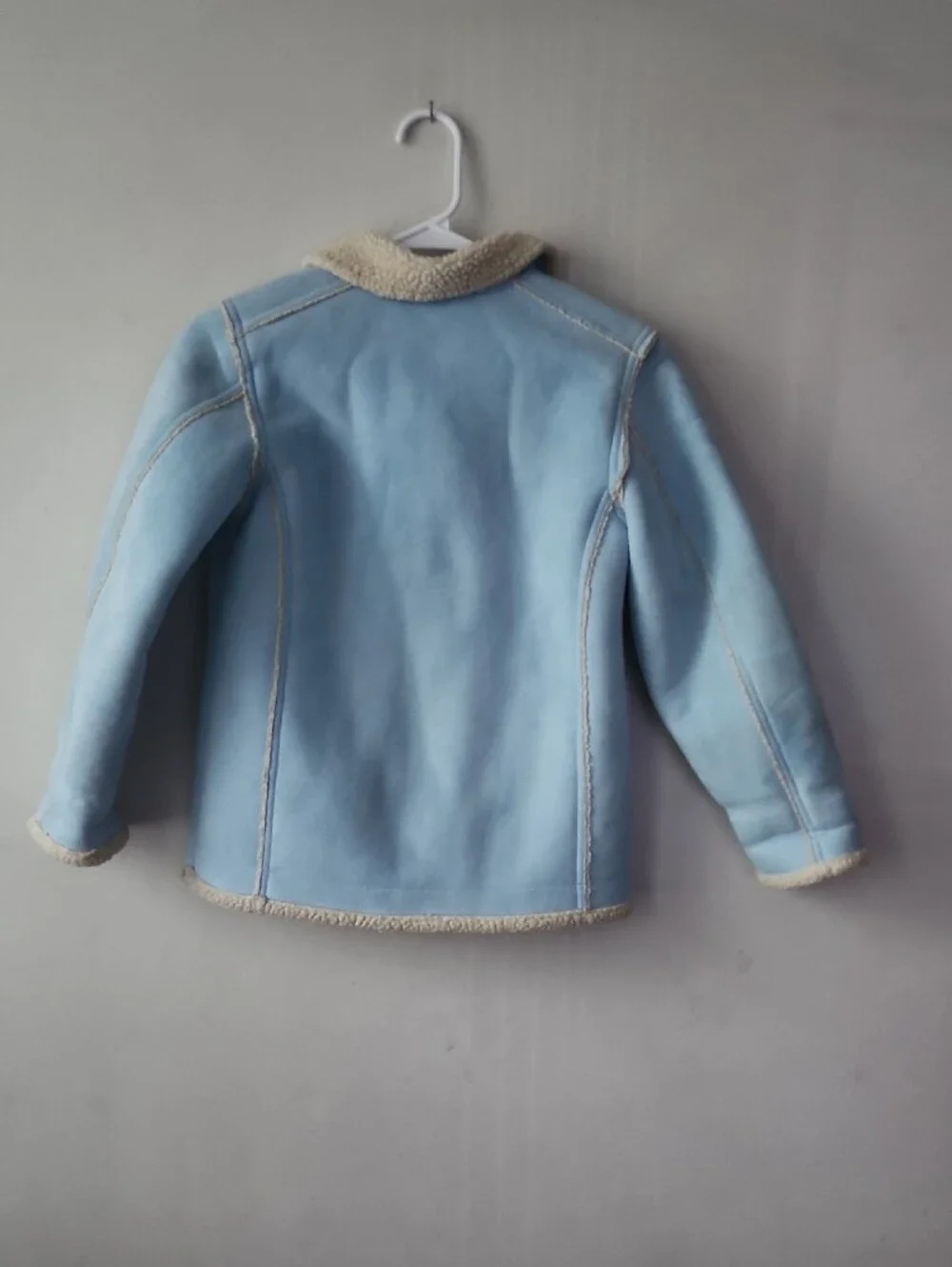GAP Light Blue Sherpa-Trim Double-Breasted Peacoat